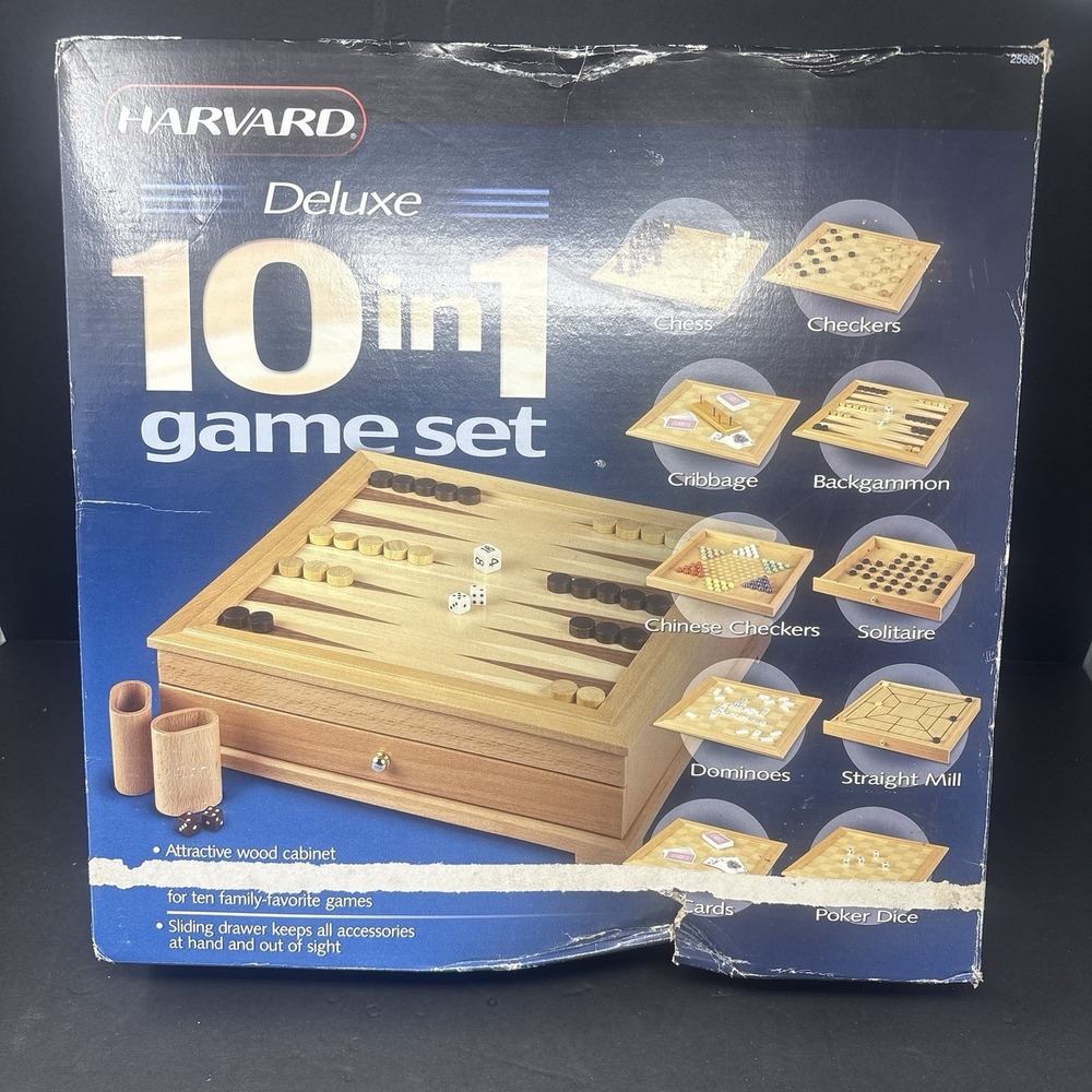 Harvard Deluxe 10-in-1 Wooden Family Game Set – Open Box